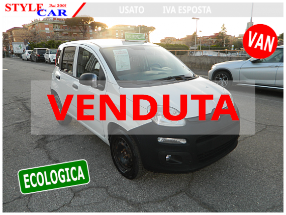 Autocarro Fiat PANDA 0.9 TWINAIR TURBO Natural Power POP 2 Posti VAN